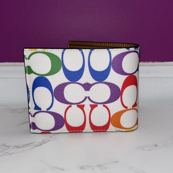 NWT COACH 3 in 1 Wallet in Rainbow Signature Canvas - Picture 7 of 8